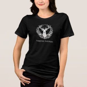 Rustieke Waterverf Witte Rendieren Tri-Blend Shirt