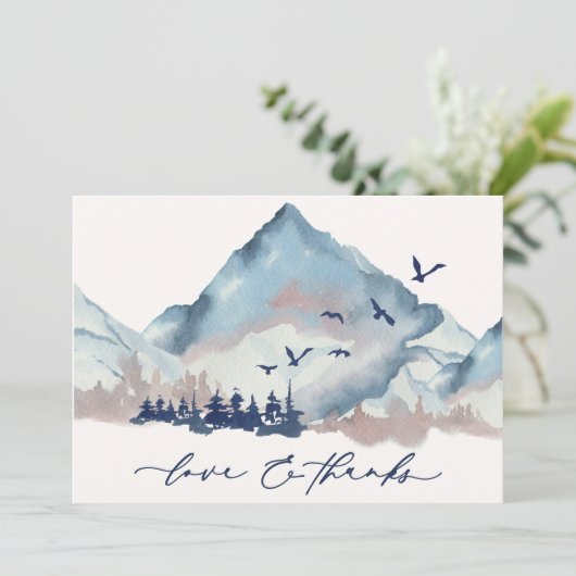 Rustieke Waterverf Woodland Pine Forest Dank u Bedankkaart (Staand voorkant)