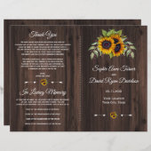 Rustieke waterverf zonnebloem houten trouwprogramm (Voorkant / Achterkant)