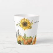 Rustieke Waterverf Zonnebloem Pompoen Gepersonalis Latte Mok (Voorkant)