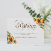 Rustieke Waterverf Zonnebloem Wedding Website Informatiekaartje (Staand voorkant)