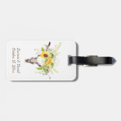 Rustieke Waterverf Zonnebloemen Koe Schedel Bagage Bagagelabel (Achterkant horizontaal)