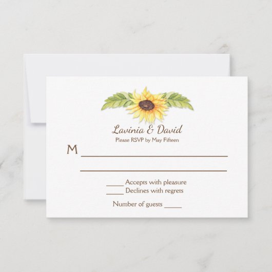 Rustieke waterverf zonnebloemen lange hoorn schede kaart (Voorkant)