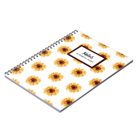 Rustieke Waterverf Zonnebloemen Patroon Gepersonal Notitieboek (Linkerzijde)