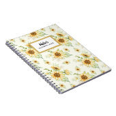 Rustieke Waterverf Zonnebloemen Patroon Gepersonal Notitieboek (Rechterzijde)