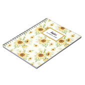Rustieke Waterverf Zonnebloemen Patroon Gepersonal Notitieboek (Linkerzijde)