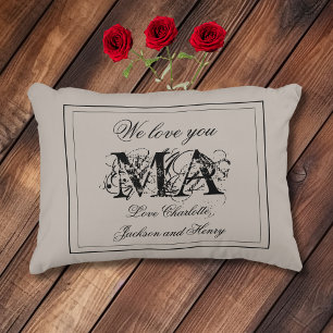 Rustieke 'We Love You MA' aangepaste familienamen Accent Kussen