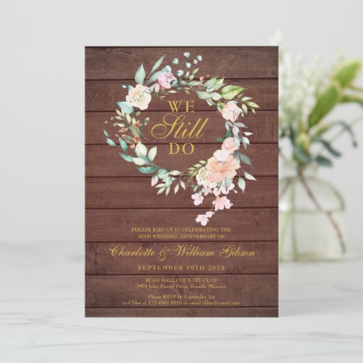 Rustieke We Still Do Florale Hernieuwingsgelofte J Kaart (Staand voorkant)