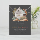 Rustieke Wedding Barn String Lights Save the Date Kaart (Staand voorkant)