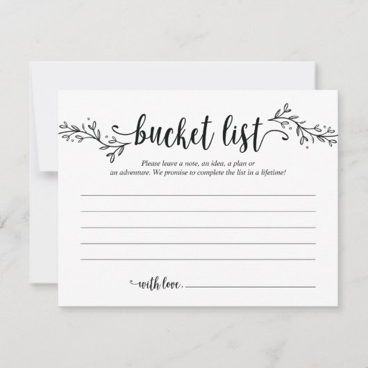 Rustieke Wedding bucket list Kaart, Advies Kaart (Voorkant)