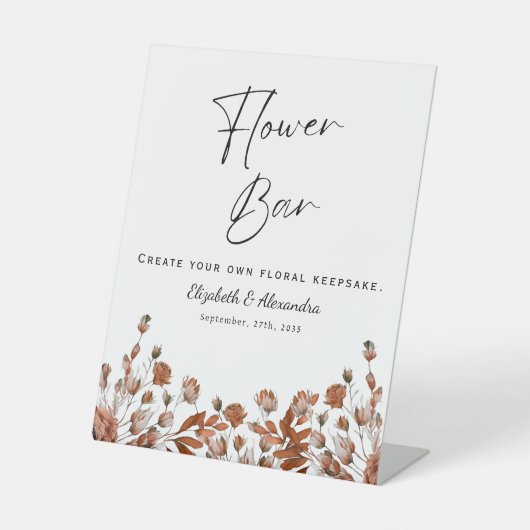 Rustieke Wedding Flower Bar Reclamebord Met Voetstuk (Voorkant)