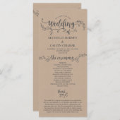 Rustieke Wedding programma kaart in kraft achtergr (Voorkant / Achterkant)