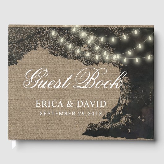 Rustieke Wedding String Lights  Tree Gastenboek (Voorkant)
