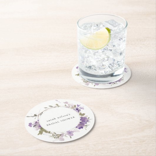 Rustieke weide Sering Bloemenkrans Bruidsdouche Ronde Kartonnen Onderzetter (Insitu)