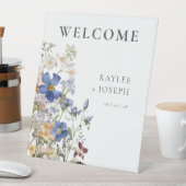 Rustieke weide Wildbloemen Paarse bruiloft Reclamebord Met Voetstuk (Insitu)