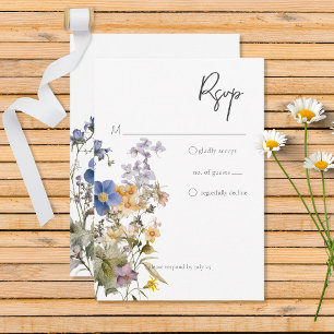 Rustieke weide Wildbloemen Paarse Waterverf RSVP Kaartje