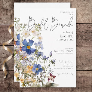 Rustieke weide Wildbloemen Waterverf bruids brunch Kaart