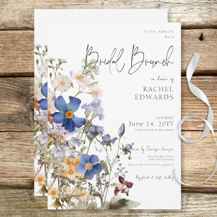 Rustieke weide Wildbloemen Waterverf bruids brunch Kaart