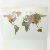  rustieke Wereldkaart Alles in een bruiloft Drieluik Uitnodiging (Binnenzijde eerst)