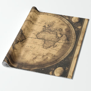 Rustieke Wereldkaart Wereldbol (6) Cadeaupapier
