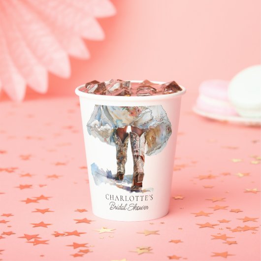 Rustieke Western Cowgirl Laarzen Bruidsfeest  Papieren Bekers (Insitu)