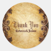 Rustieke western land bruiloft dank u ronde sticker (Voorkant)