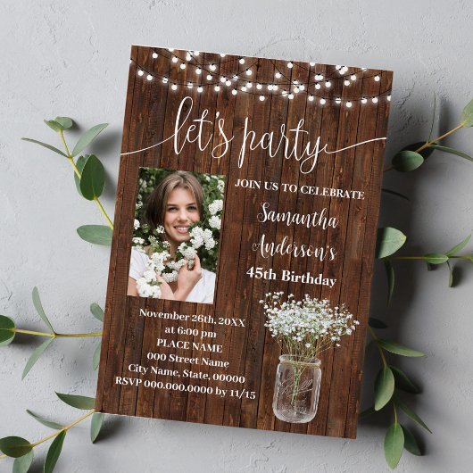 Rustieke Western Let's Party Verjaardag met Foto Kaart