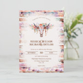 Rustieke Westerne Boho Floral Koe schedel Kaart (Staand voorkant)