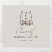 Rustieke Westerne Boho Hoefijzer bruiloft Bier Etiket (Enkel label)