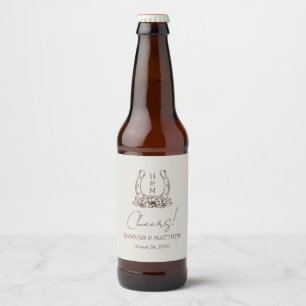 Rustieke Westerne Boho Hoefijzer bruiloft Bier Etiket