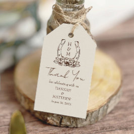 Rustieke Westerne Boho Hoefijzer bruiloft Dank u Cadeaulabel