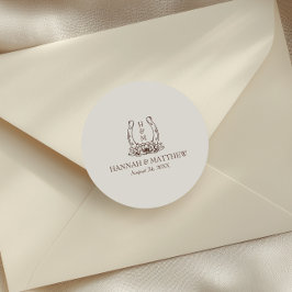 Rustieke Westerne Boho Hoefijzer bruiloft Ronde Sticker