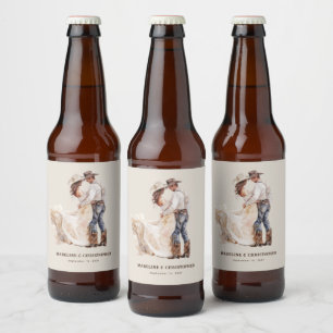 Rustieke Westerne bruiloft Bier Etiket