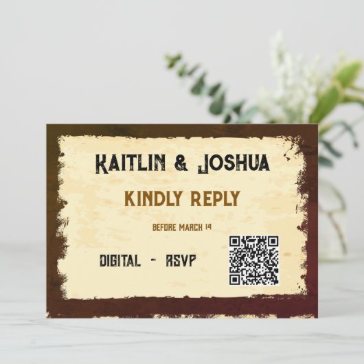Rustieke Westerne bruiloft 🤠 Country Charm RSVP Kaart (Staand voorkant)