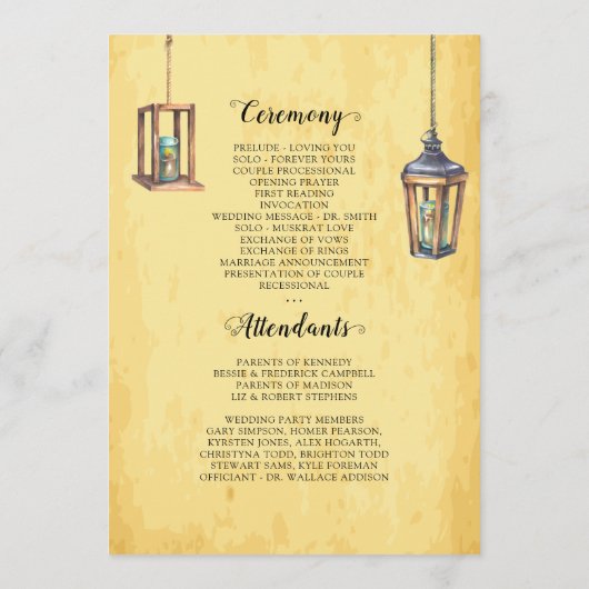 Rustieke Westerne bruiloft 🤠 Country Charm Weddin Programma (Achterkant)