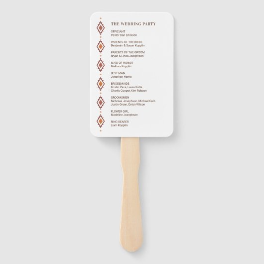 Rustieke Westerne bruiloft fan programma's Handwaaier (Achterkant)