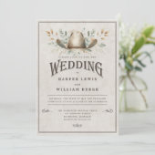 Rustieke Westerne bruiloft Kaart (Staand voorkant)