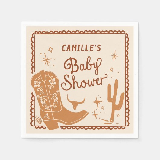 Rustieke Westerne Cowboy Baby shower papieren serv Servet (Voorkant)