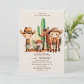 Rustieke Westerne Cowboy bruiloft Kaart (Staand voorkant)