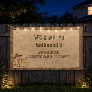 Rustieke westerne cowboy je bent gewild verjaardag spandoek
