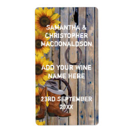 Rustieke westerne cowboy land bloemenwijn etiket