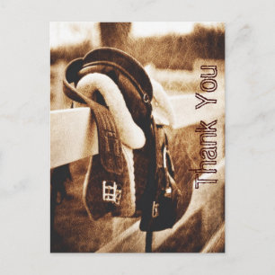 Rustieke westerne cowboy paard bruiloft dank u briefkaart