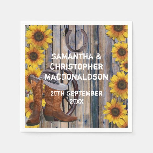 Rustieke westerne cowboy thema land bloemenbruilof servetten (Voorkant)