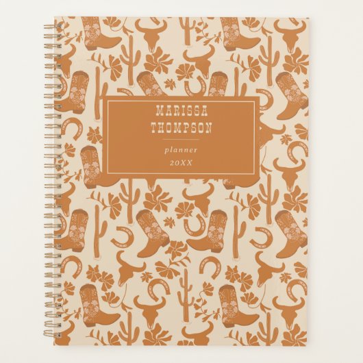 Rustieke Westerne Earth Tone Country Cowboy Boots Planner (Voorkant)