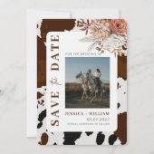 Rustieke Westerne Foto Cowboy bruiloft save the da Kaart (Voorkant)