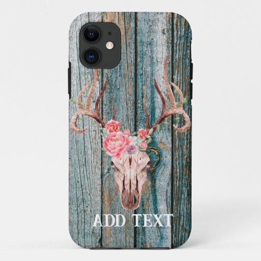Rustieke Westerne houten hertenschedel Case-Mate iPhone Case (Achterkant)