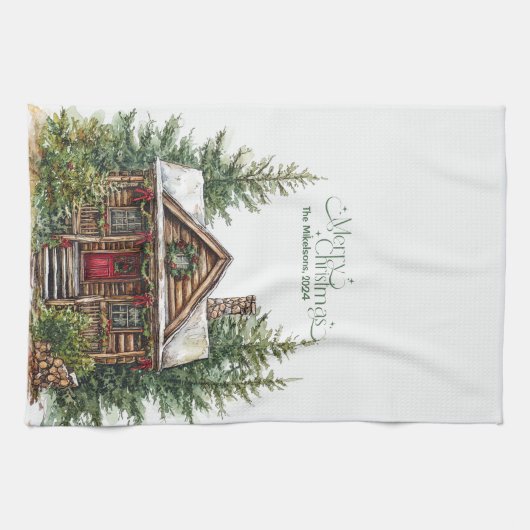 Rustieke Westerne kerst Theedoek (Horizontaal)