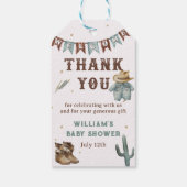 Rustieke Westerne kleine cowboy Baby shower dank u Cadeaulabel (Achterkant)