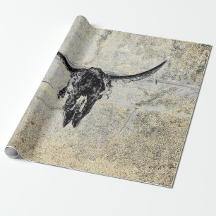 Rustieke Westerne Koe schedel zwart textuur Decoup Cadeaupapier