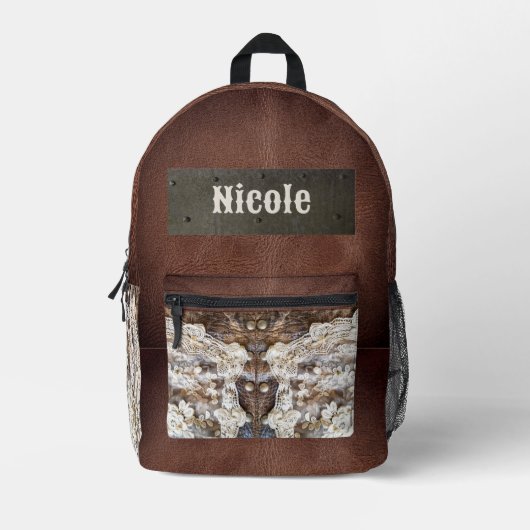 Rustieke Westerne lederen en kant rugzak tas (Voorkant)